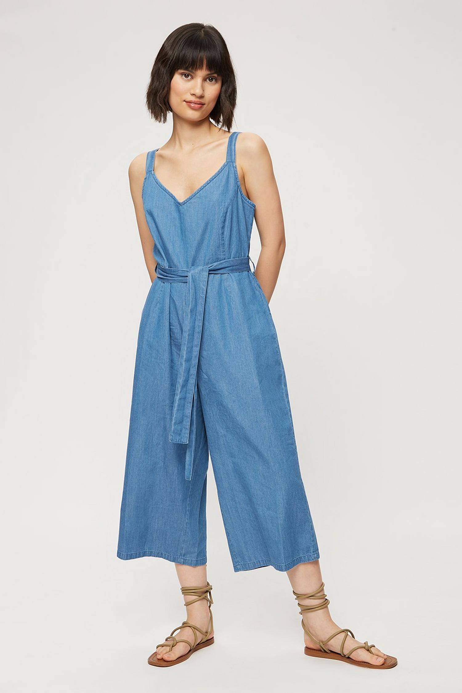 petite denim jumpsuit